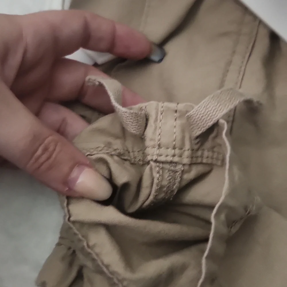 Levi Strauss &‎ Co Mens Khaki Tan Cargo Shorts Ripstop Drawstring Hem Pockets
